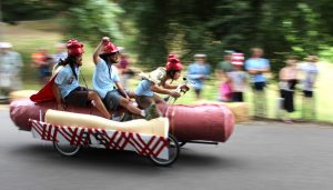 Portlanders ride a hot dog soapbox down the side of a volcano - Stumped in Stumptown